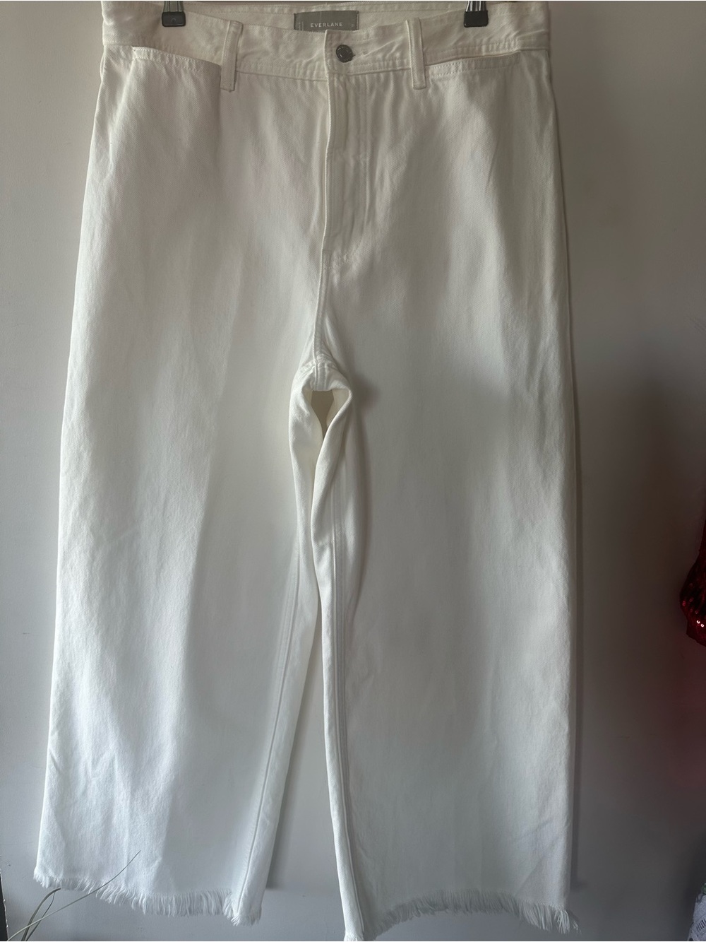 EVERLANE White Wide-Leg Fringed Pants. Size:31